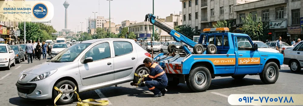 حمل خودرو با یدک کش چرخ‌گیر هیدرولیک
